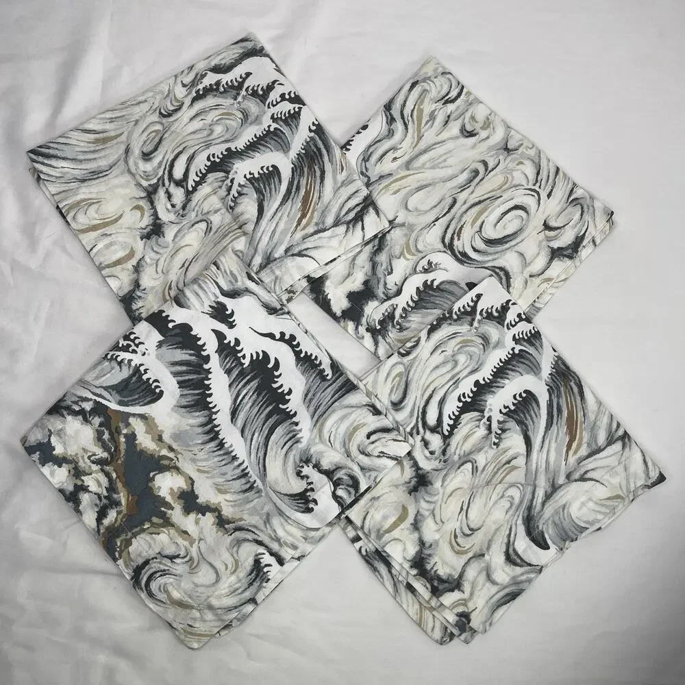 Pottery Barn cotton-linen marbled print napkins, set of 4, dinner, party, lunch.